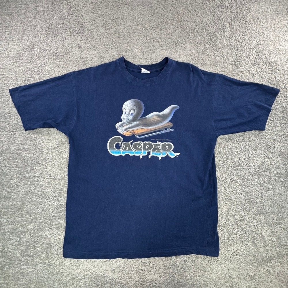 VTG 1995 Casper the Friendly Ghost Navy Blue Graphic T-Shirt 90s Movie Tee RARE‎